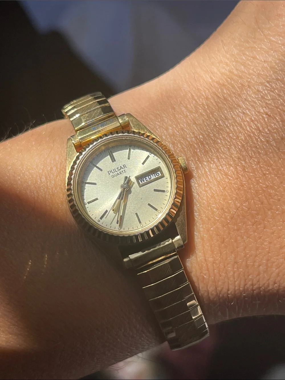 Pulsar Gold Tone Ladies Watch with Day-Date Window